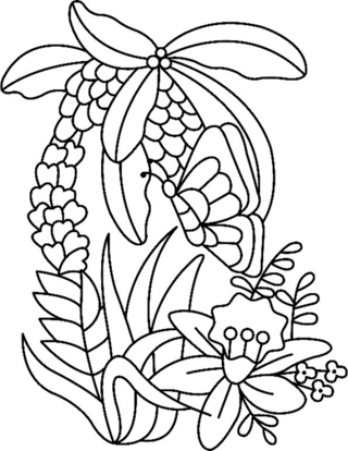 Fleurs et papillons 06 - Coloriages fleurs, fruits et légumes - Coloriages - 10doigts.fr